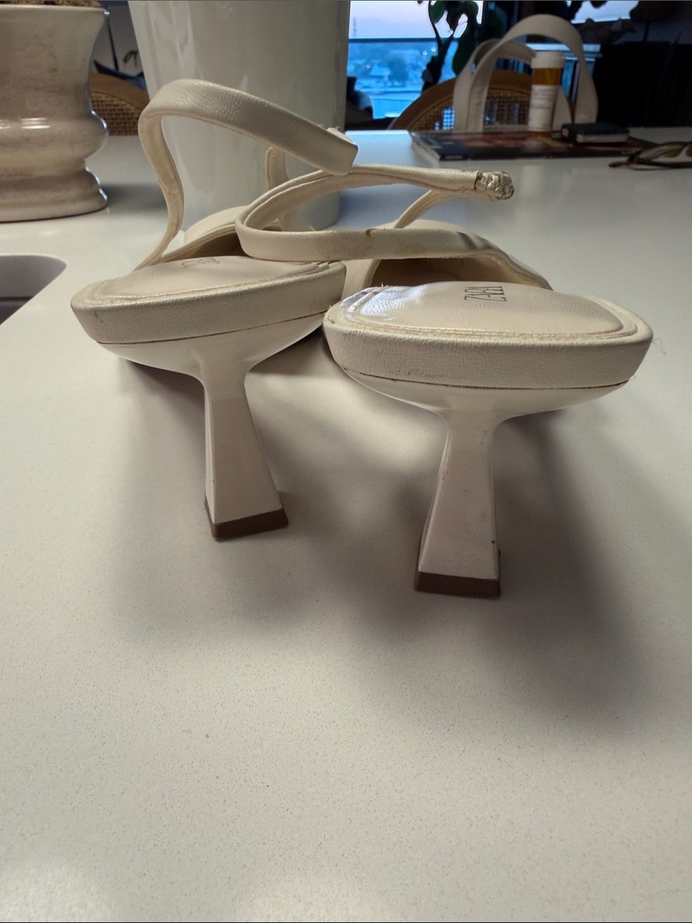 ZARA Ivory Pointed Slingback Pumps with Square Buckle - Picture 11 of 11